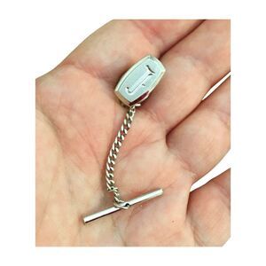 Vintage 1970s Silver Tone Tie Tack - Initial J